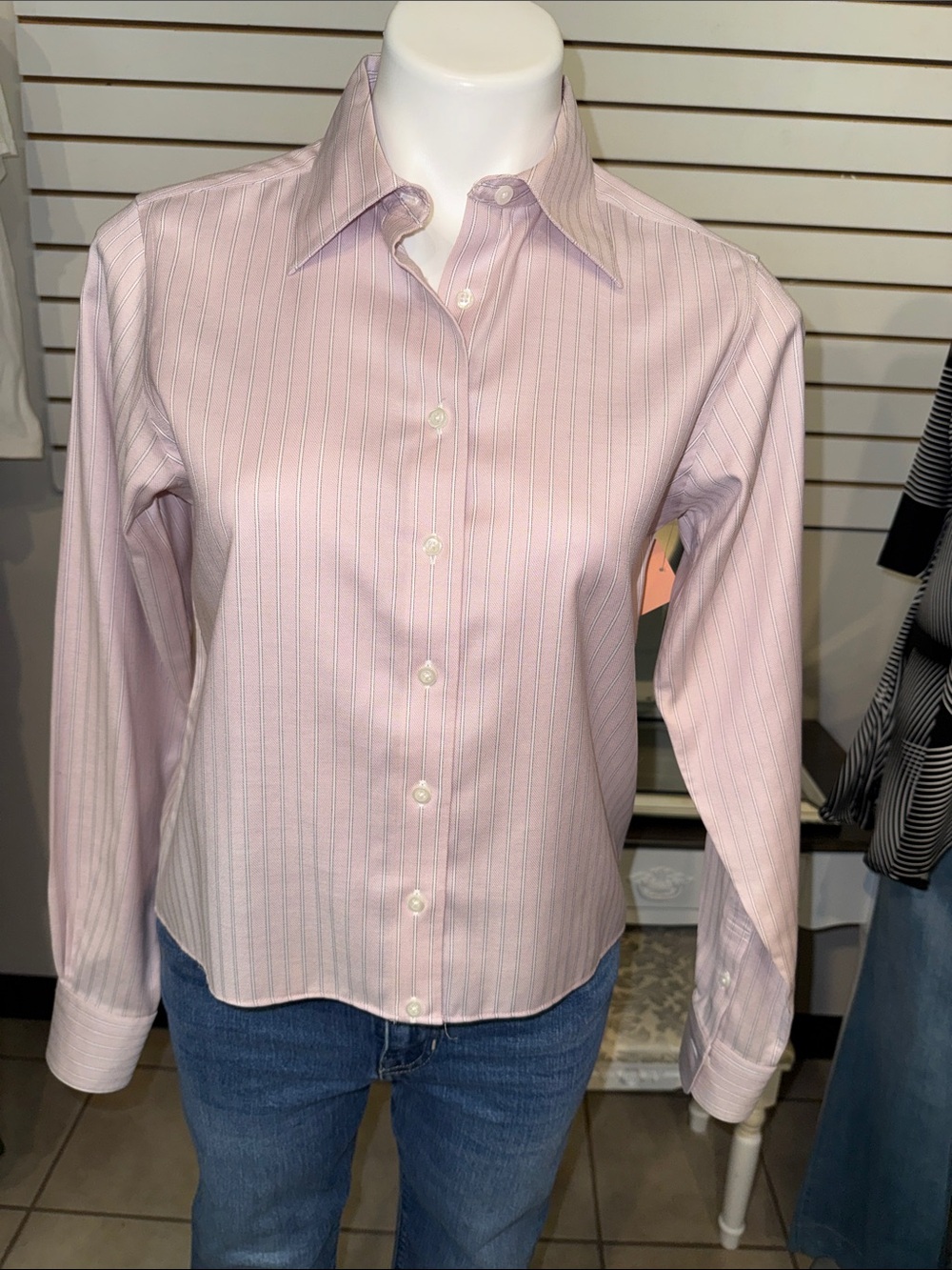 Classic Pink Stripe Button-Down Shirt for Women